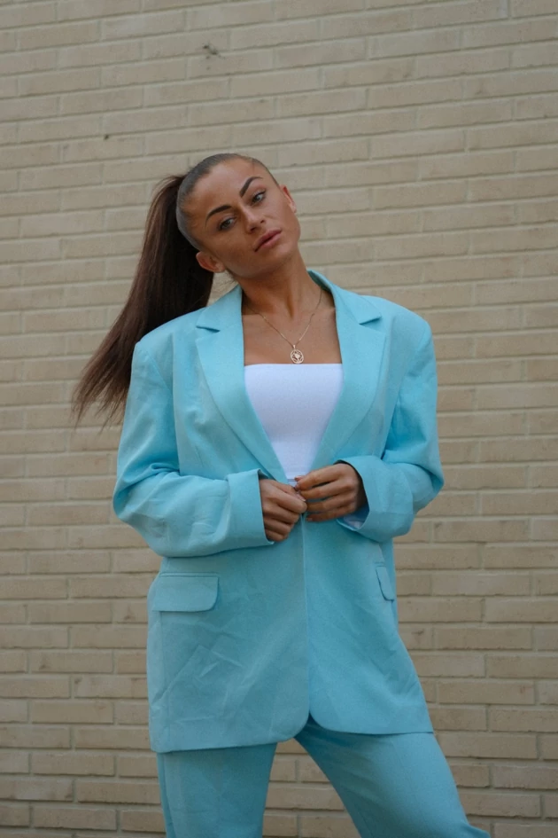 the best basic világos kék blézer